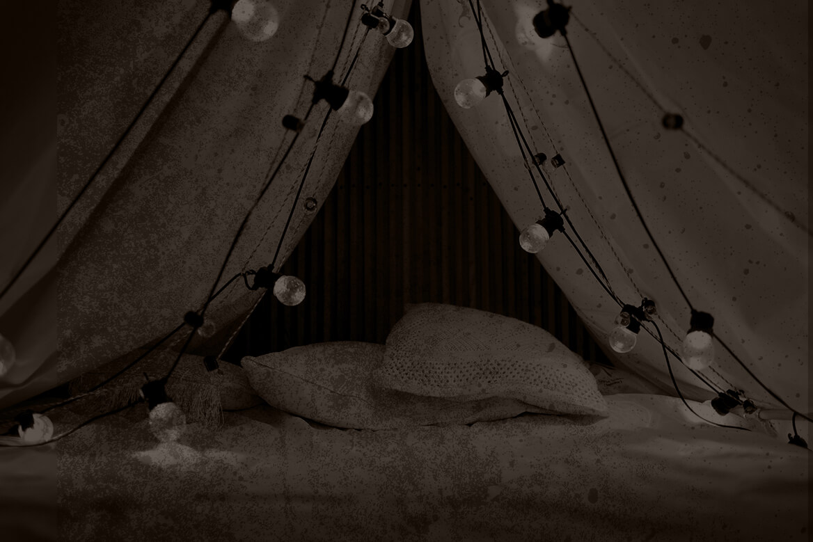 Blanket fort with lights