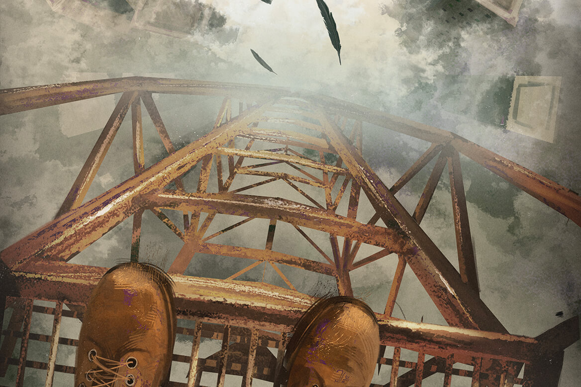 704-Vertigo-Header person standing on really high structure above skyscrapers